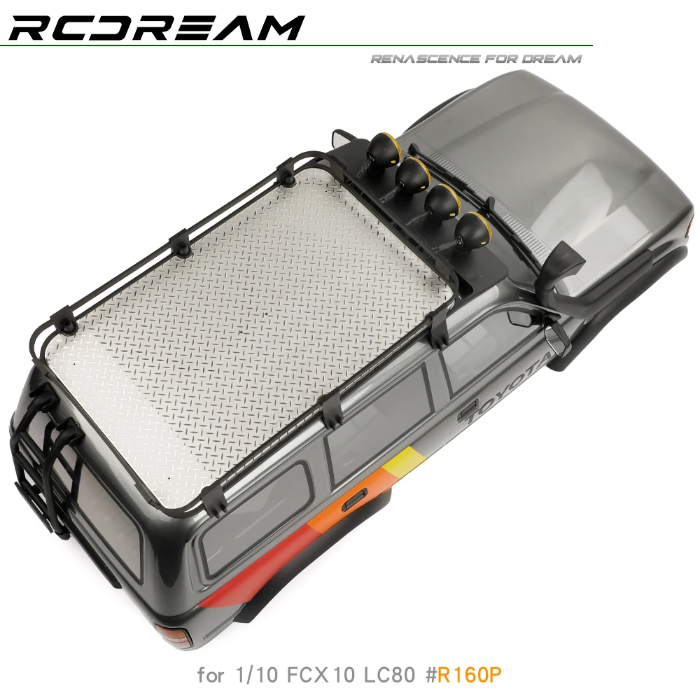 1/10 Base Mount Non-slip Chequered Plate Luggage Tray for FMS FCX10 LC80 Roof Rack - Image 4