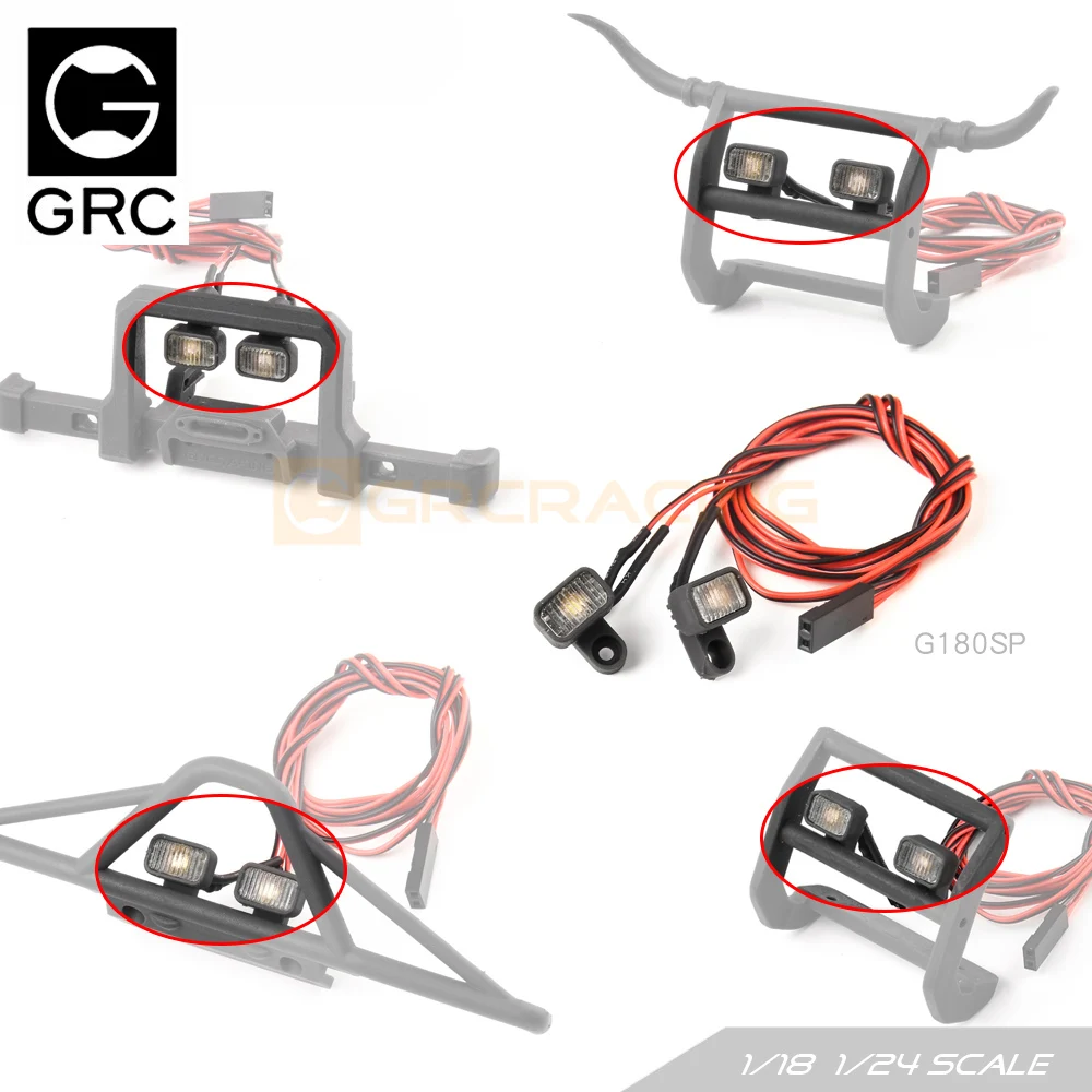 Front bumper square spotlight search lights for 1/18 1/24 RC crawler cars