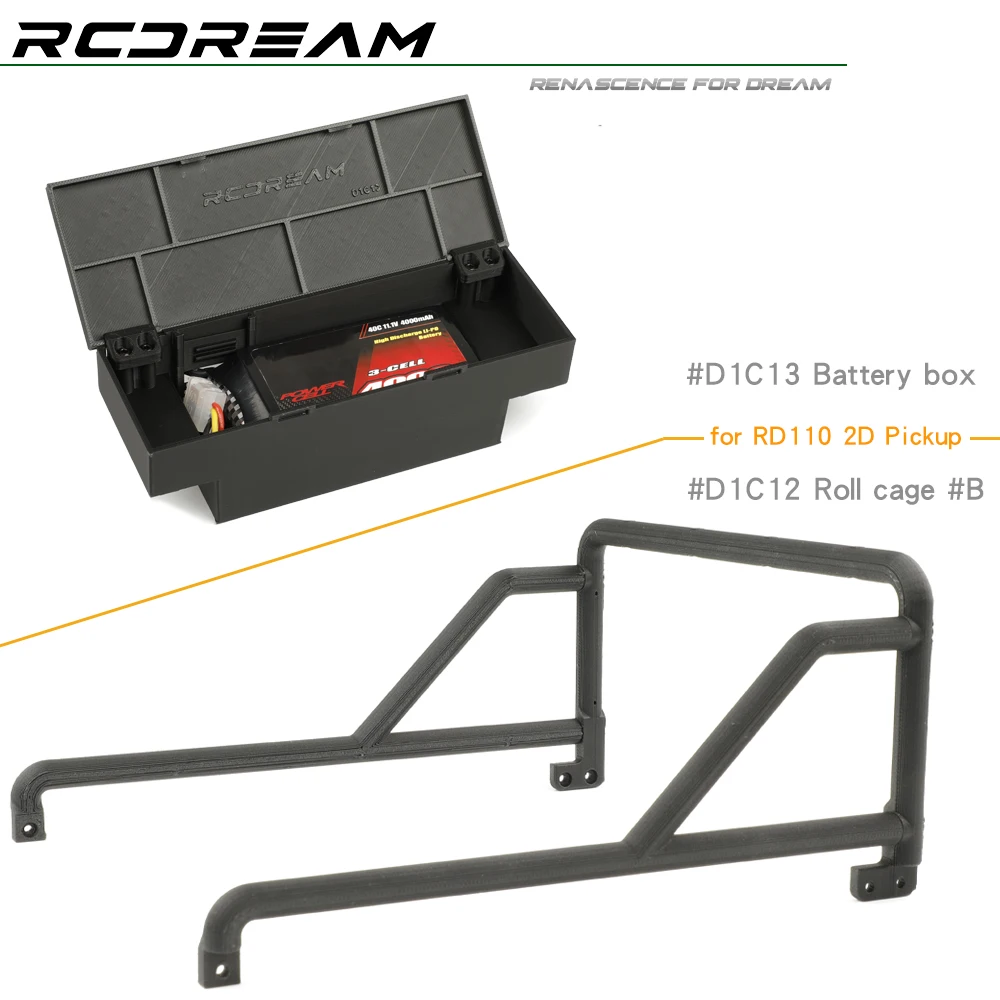 Spare Battery Box Tool Box Roll Cage 3D Printed for RD110 2Door Pickup