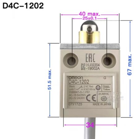 1PC NEW FOR Omron D4C-1202 Limit Switch 3m Cable