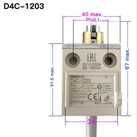 1PC NEW FOR Omron D4C-1203 Limit Switch 3m Cable
