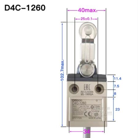 1PC NEW FOR Omron D4C-1260 Limit Switch 3m Cable