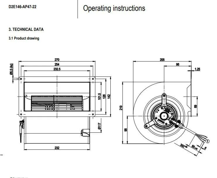 D2E146-AP47-22 Centrifugal Fan AC 230V 330W For Medical Equipment Fan - Image 7