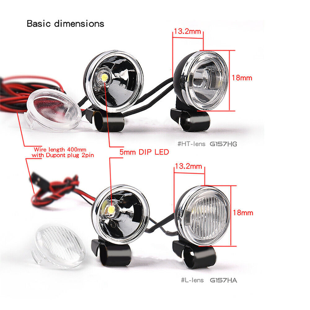 1/10 T4 SCX10 Model Car for Simulation 18mm Retro Round Spotlight Headlight - Image 3