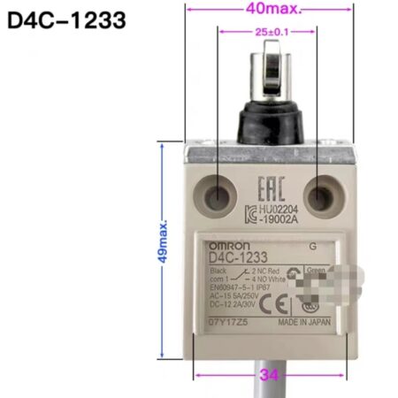 1PC NEW FOR Omron D4C-1233 Limit Switch 3m Cable