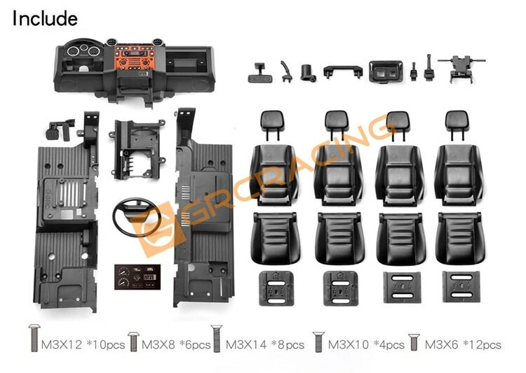 GRC 1/10 Defender Interior Kit w/o Battery Cover for TRAXXAS TRX-4 Defender - Image 16