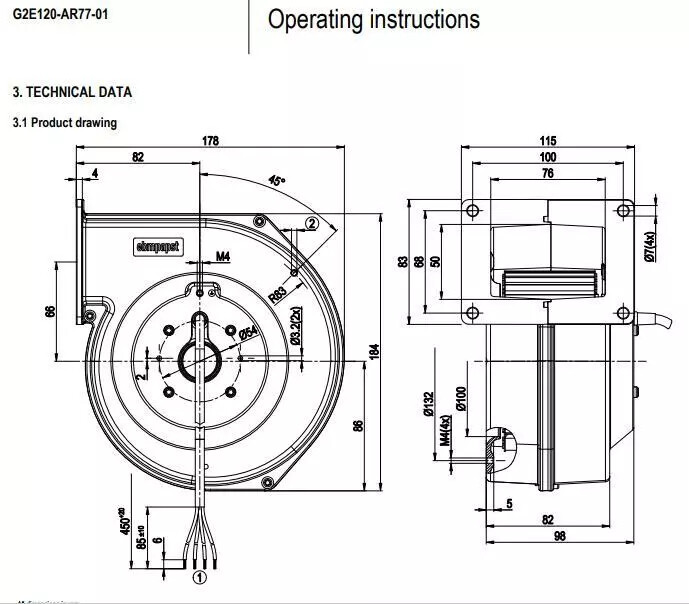 Fan G2E120-AR77-01 Blower Fan AC 230V 0.35A 100W 120MM Centrifugal Fan - Image 8