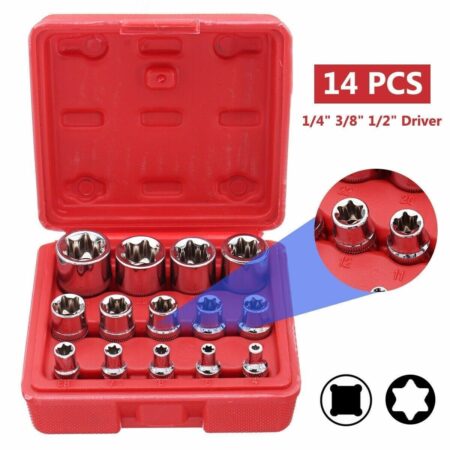 14PCS Star Driver Socket Set Hex Torx Torq Torque E4 to E24 Bits External Female