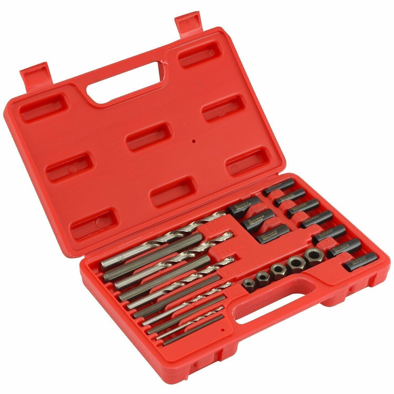 Screw Extractor Drill Guide Kit Broken Bolts Fasteners Removal Tool