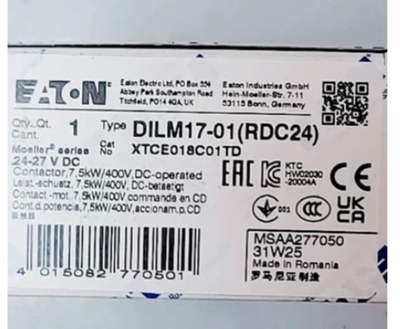 1PC NEW Eaton Moeller DILMC17-01 (RDC24) 277625 17A DC Contactor