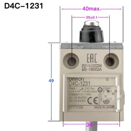 1PC NEW FOR Omron D4C-1231 Limit Switch 3m Cable