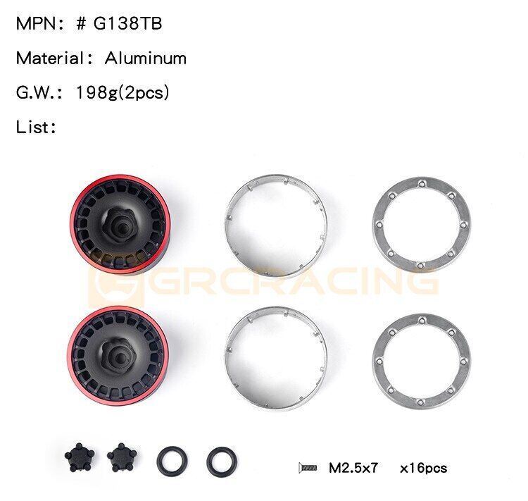 1.9 Inch Aluminum Wheel Rim For 1/10 RC TRX4 Defender Bronco G500 G63 SCX10 A... - Image 3