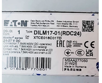 1PC NEW Eaton Moeller DILMC17-01 (RDC24) 277625 17A DC Contactor