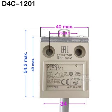 1PC NEW FOR Omron D4C-1201 Limit Switch 3m Cable