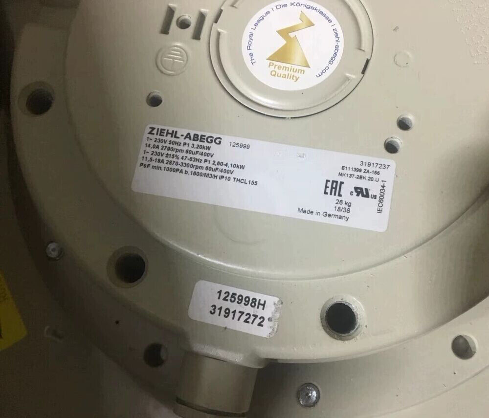 1PC ZIEHL-ABEGG RH35B-2EK.6M.2R Centrifugal Fan 230V 1.4kW High-Efficiency Motor