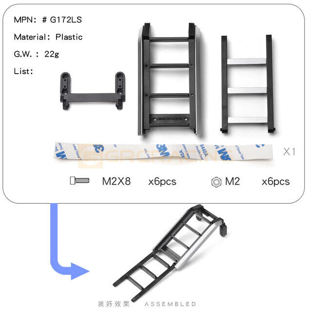 GRC Climbing Ladder For 1/10 Climbing SUV Side Window Folding Ladder Roof - Image 3