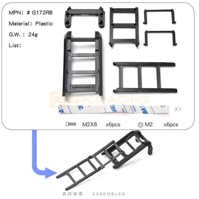 GRC Climbing Ladder For 1/10 Climbing SUV Side Window Folding Ladder Roof - Image 4