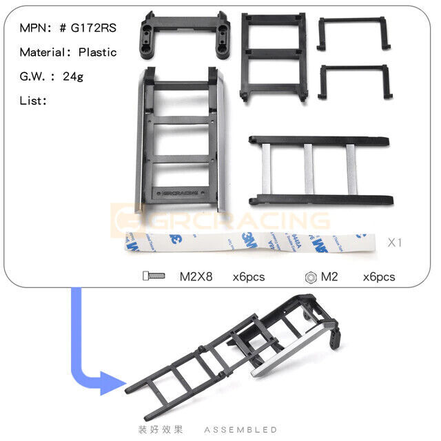 GRC Climbing Ladder For 1/10 Climbing SUV Side Window Folding Ladder Roof - Image 5
