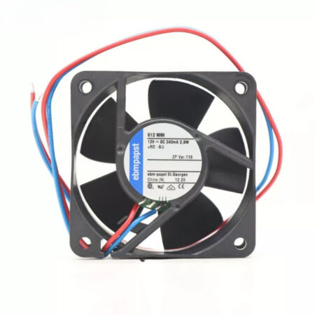Ebmpapst 612NHH DC Axial Fan 12V 2.9W 240mA 60x60x25mm 54m3/h 2-wire Cooling Fan